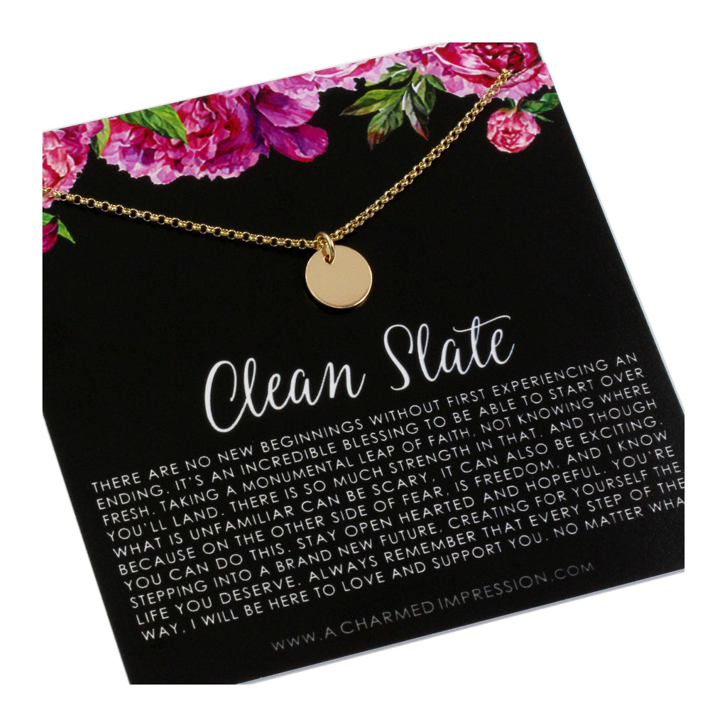Empty Nester Necklace, Clean Slate Blank Disc Necklace, Empty Nest Gift for Mom, New Chapter Jewelry, Sterling Silver 14k Gold, Personalized
