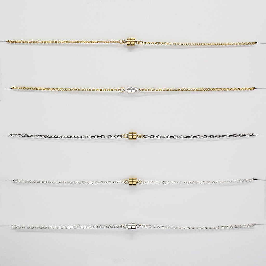 You Are Stuck With Me Forever, Magnetic Charm Bracelet Necklace, 14k Gold or Sterling Silver, Minimalist Friendship Jewelry, Mixed Metals