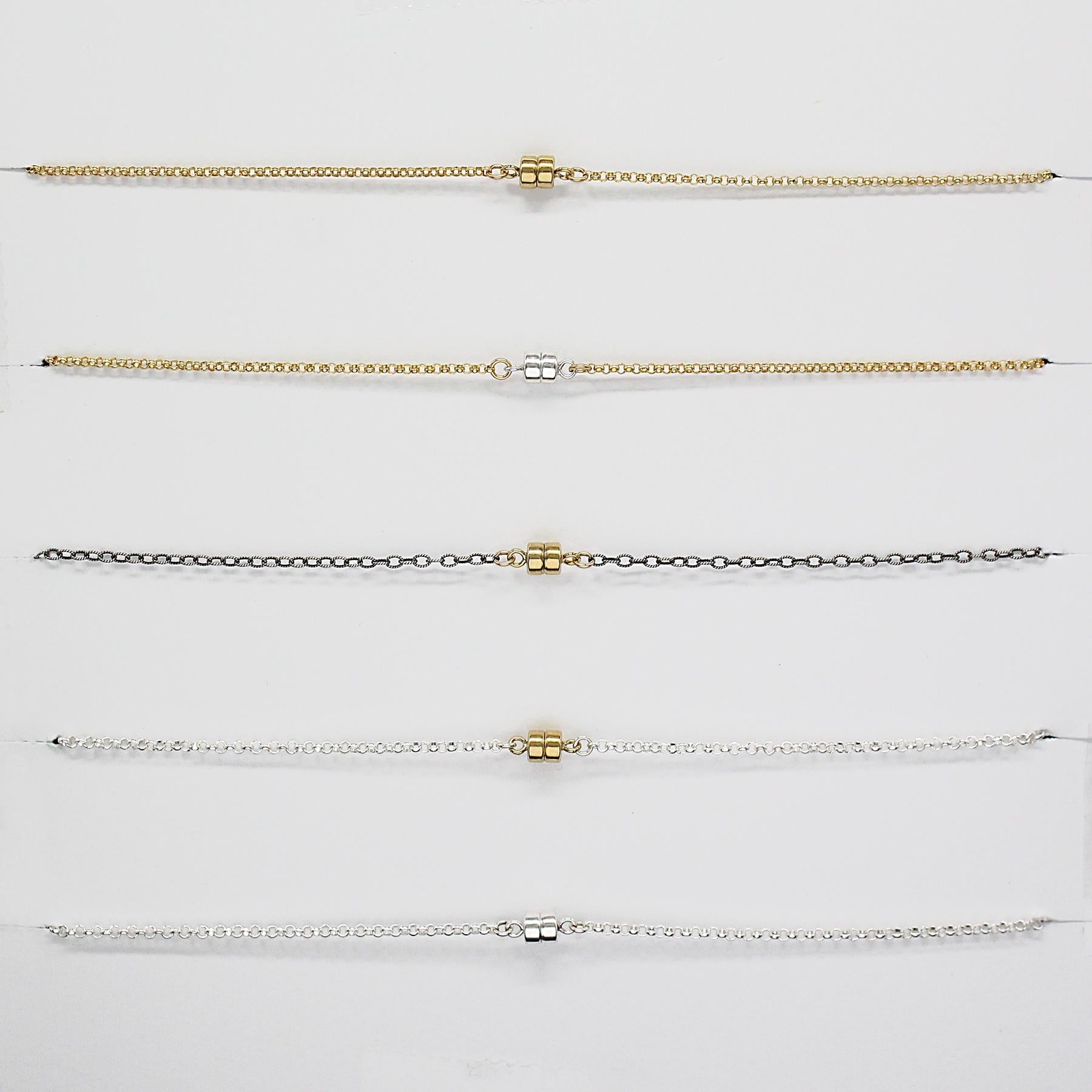You Are Stuck With Me Forever, Magnetic Charm Bracelet Necklace, 14k Gold or Sterling Silver, Minimalist Friendship Jewelry, Mixed Metals