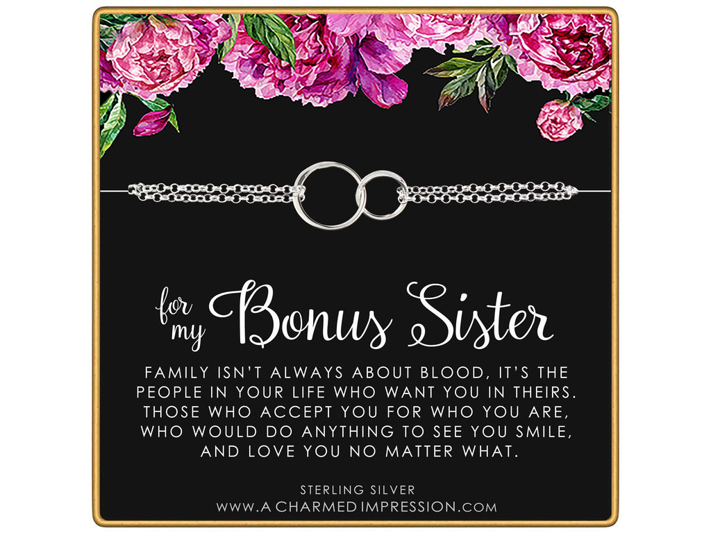 Sterling Silver Sister Bracelet: Two Circle Charm, Sister-in-Law Gift