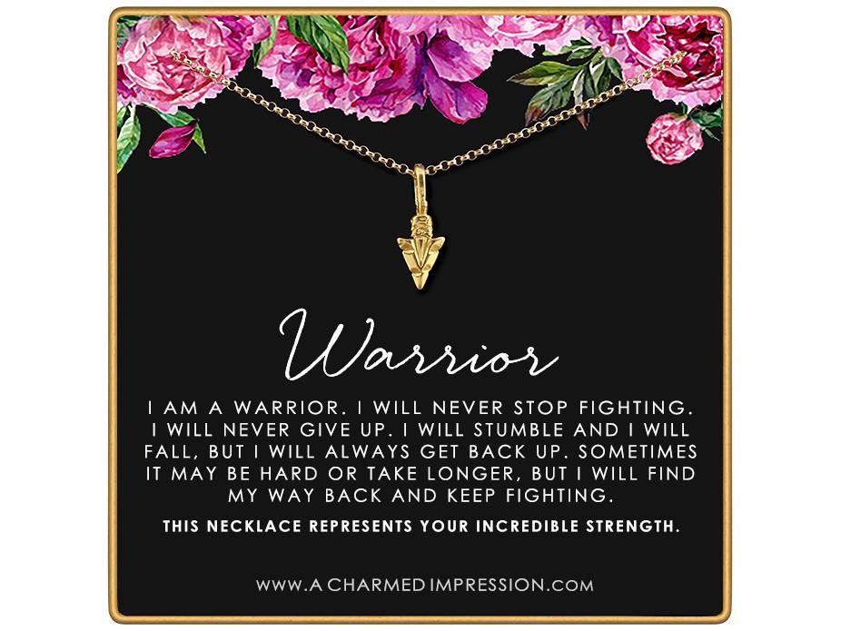 Arrowhead Charm Necklace: Gold Warrior Jewelry, Encouragement Gift