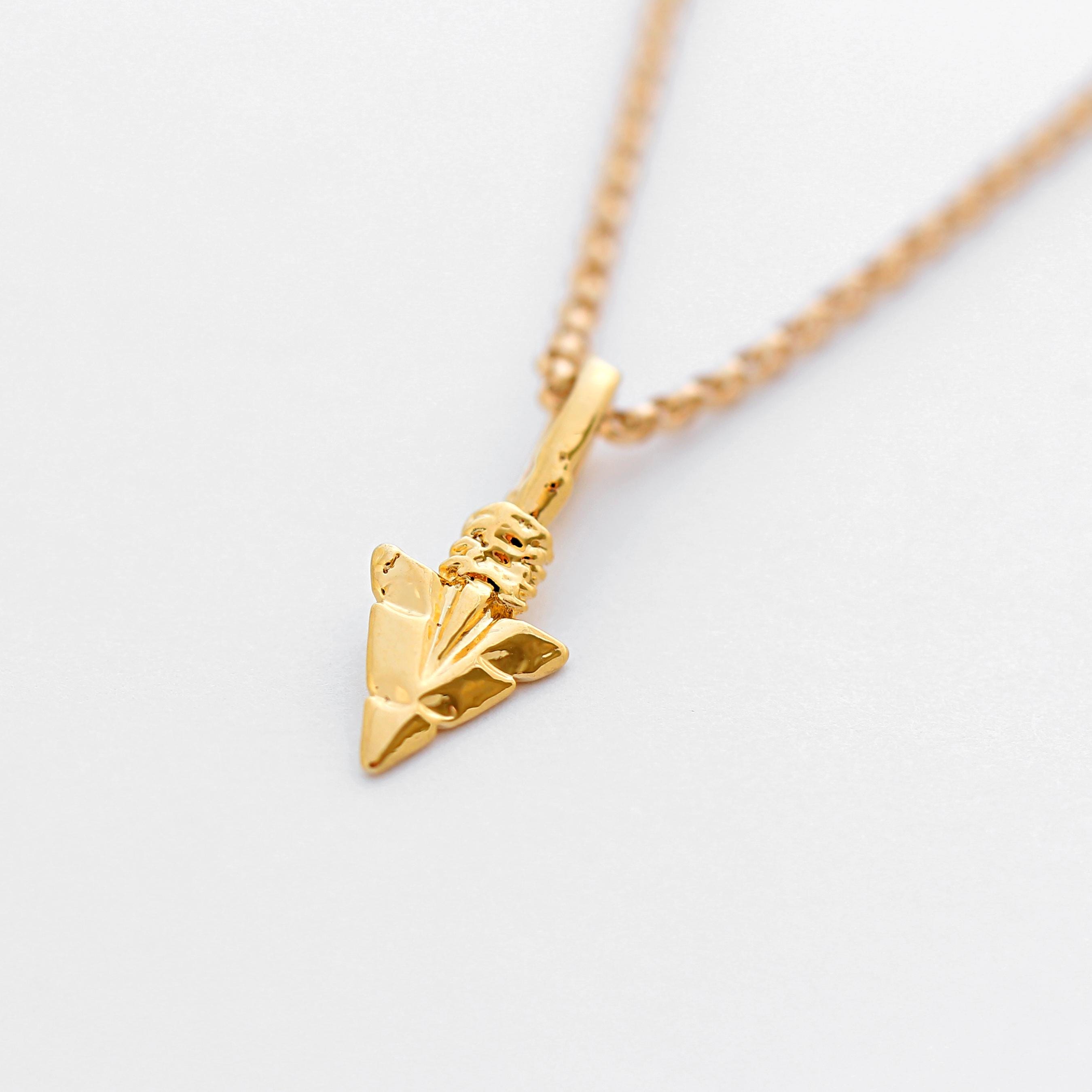 Arrowhead Charm Necklace: Gold Warrior Jewelry, Encouragement Gift