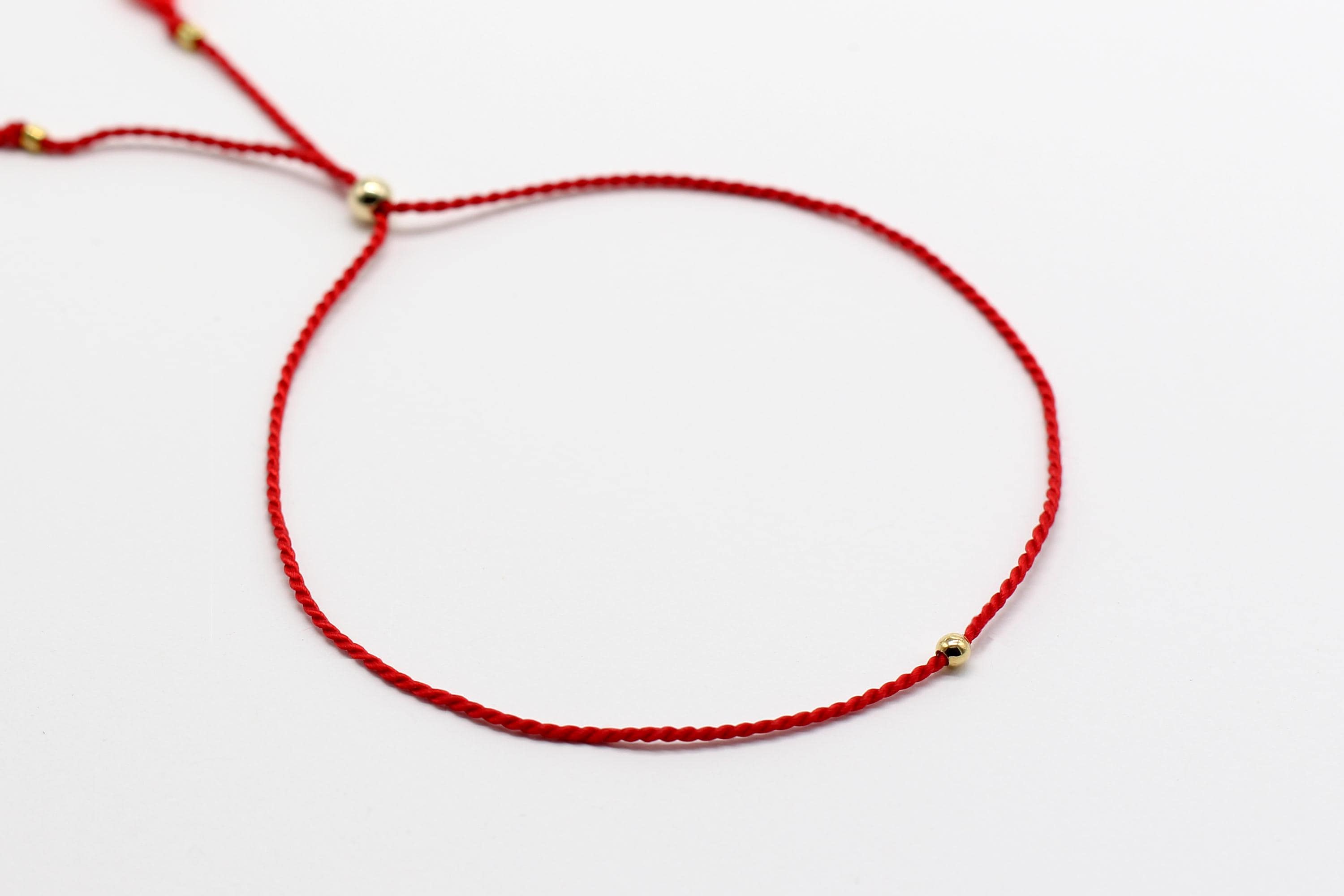 Red String of Fate Bracelet  Sterling Silver 14k Gold Filled Beads  Red Thread of Fate  Evil Eye Minimalist Adjustable Length Cord Talisman