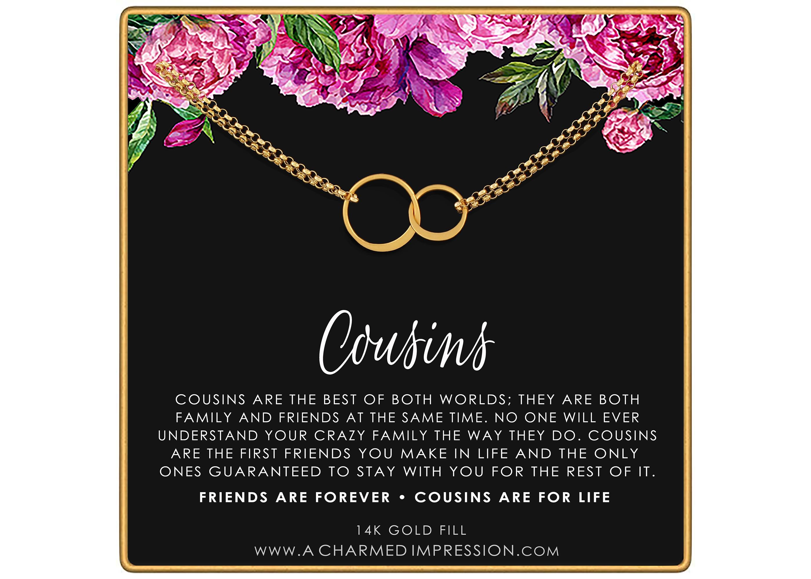 Double Circle Bracelet Cousin Gift Eternal Link Adjustable Wrist Sterling Silver 14k Gold Fill Hypoallergenic Family Bond