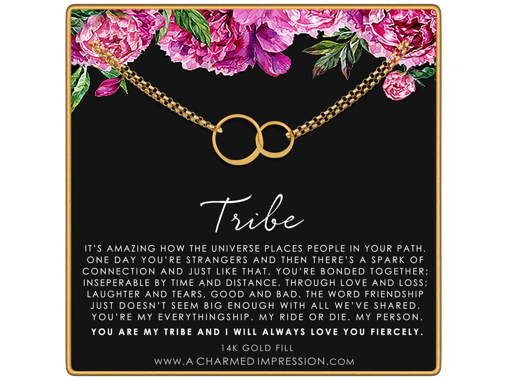 Interlocking Circles Bracelet Tribe Gift Women Support Strength Sterling Silver 14k Gold Fill Hypoallergenic Adjustable