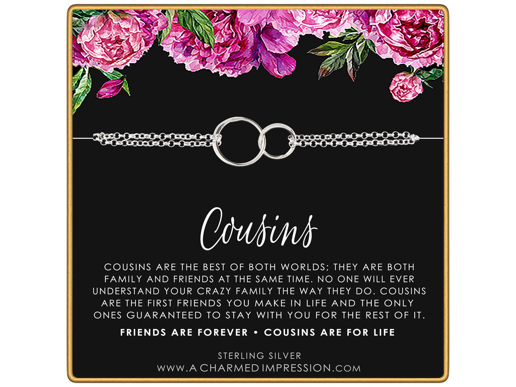Connected Circles Bracelet Cousin Gift Partners in Crime Keepers of Secrets Sterling Silver 14k Gold Filled Hypoallergenic Adjustable Wrist