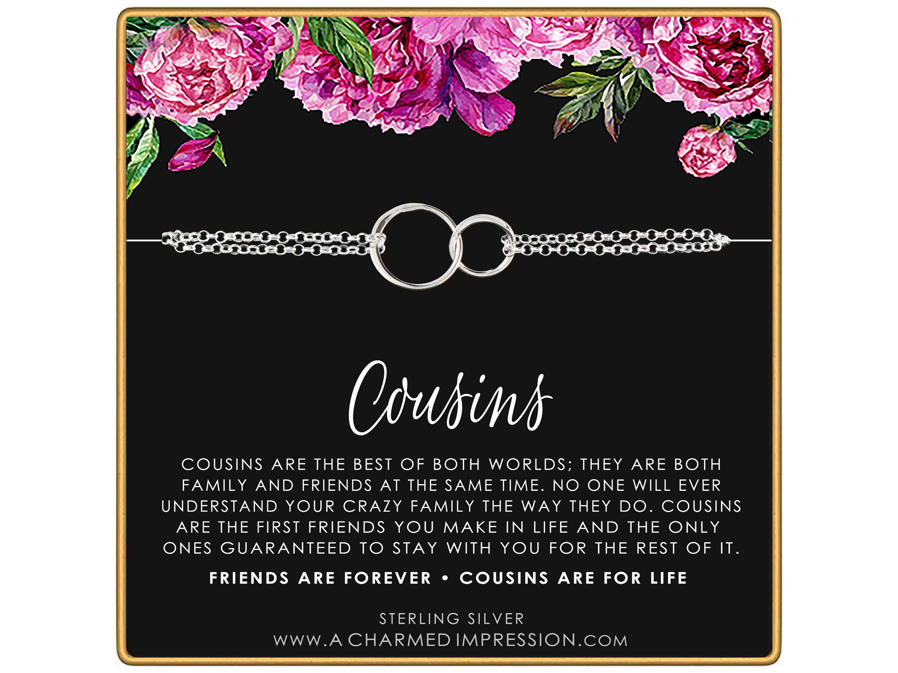 Connected Circles Bracelet Cousin Gift Partners in Crime Keepers of Secrets Sterling Silver 14k Gold Filled Hypoallergenic Adjustable Wrist