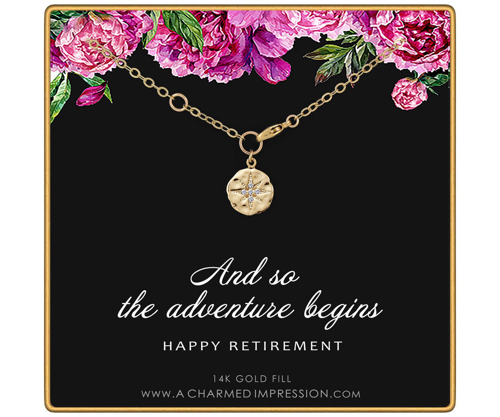 Retirement Gift: Gold Starburst Compass Bracelet
