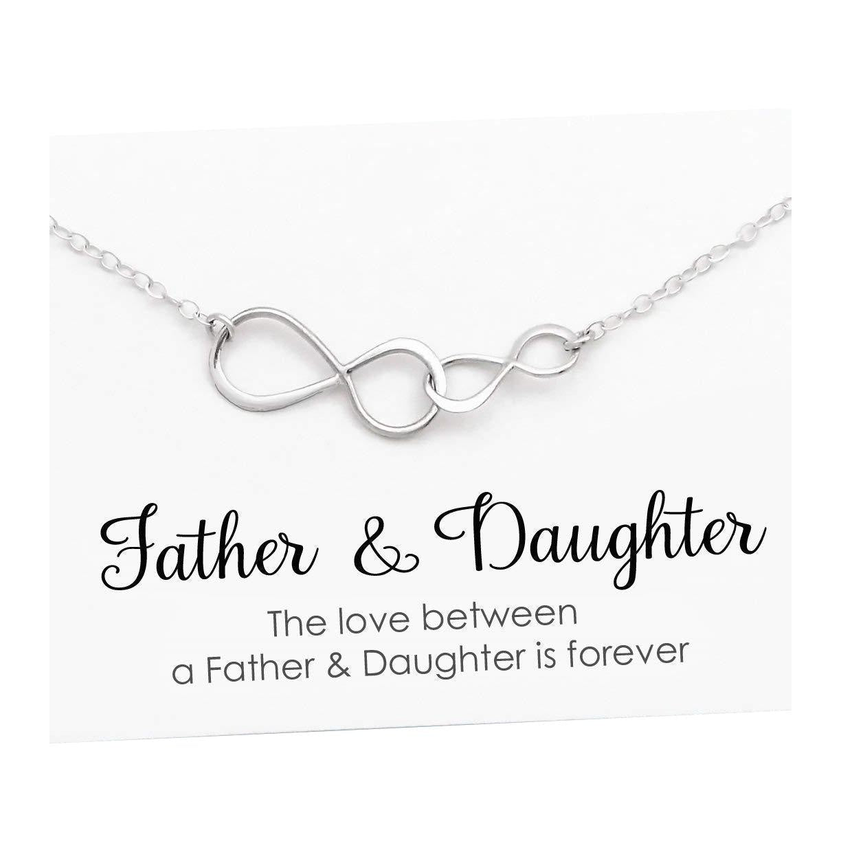 Father Daughter Necklace: 925 Sterling SIlver or 14k Gold Double Infinity Pendant