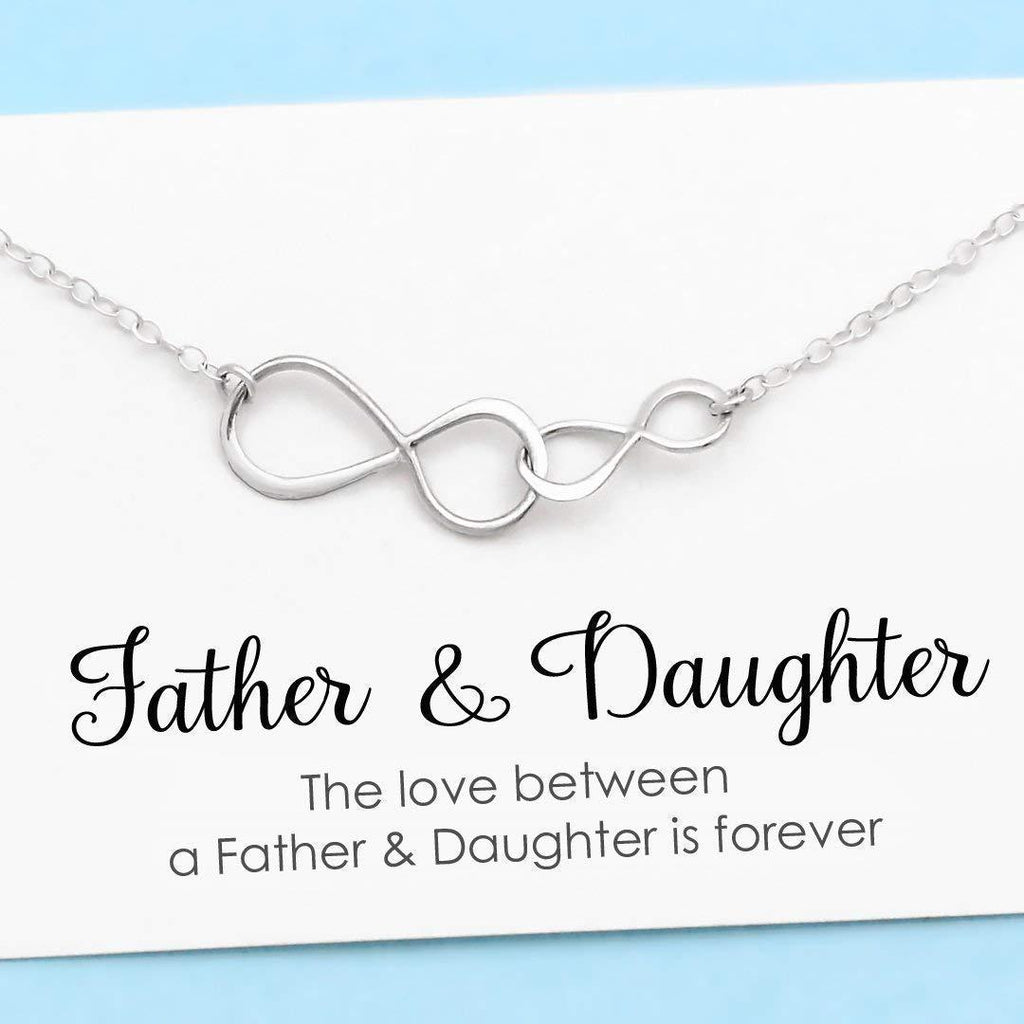 Father Daughter Necklace: 925 Sterling SIlver or 14k Gold Double Infinity Pendant