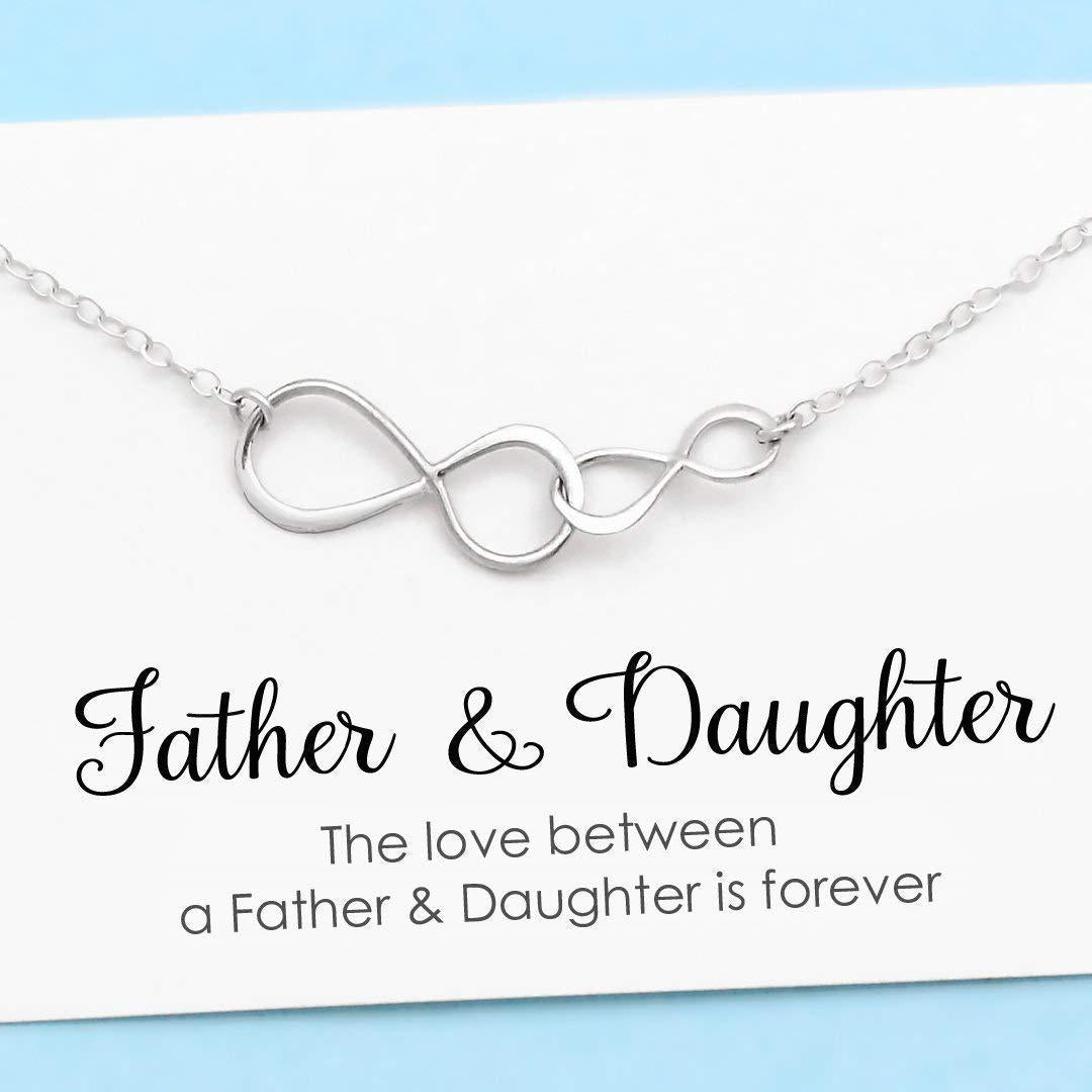 Father Daughter Necklace: 925 Sterling SIlver or 14k Gold Double Infinity Pendant