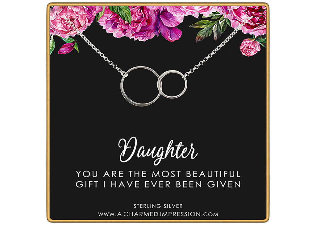 Sterling Silver Eternity Circles Necklace - Gift for Daughter