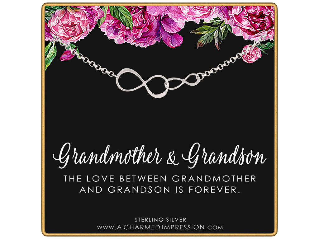 Sterling Silver Infinity Heart Bracelet: Grandma Grandson Gift