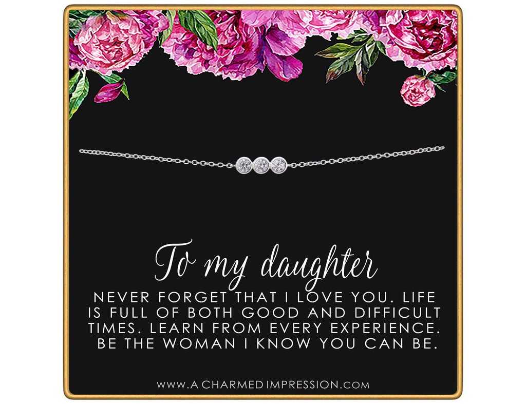 To My Daughter Crystal Necklace: Inspirational Gift from Mom & Dad