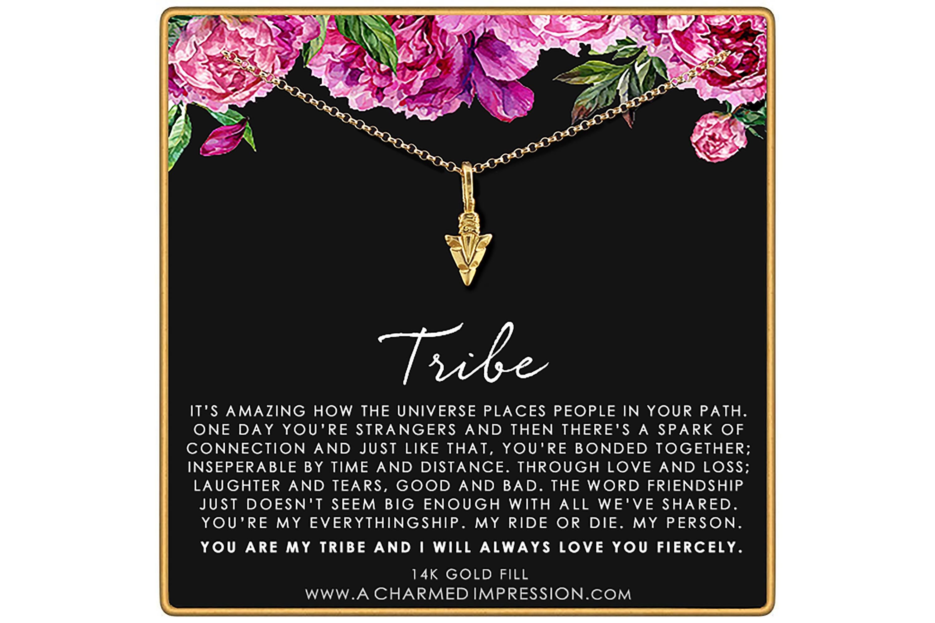 14k Gold Arrowhead Necklace: Friendship Tribe Gift