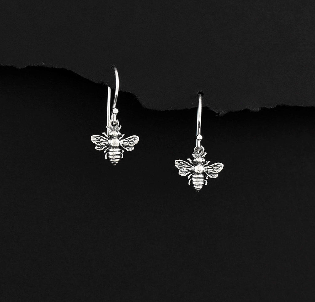 Sterling Silver Bee Earrings: Handcrafted Honeycomb Charm