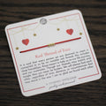 Red thread of fate on message card. 14k Gold Fill or Sterling Silver Beads.