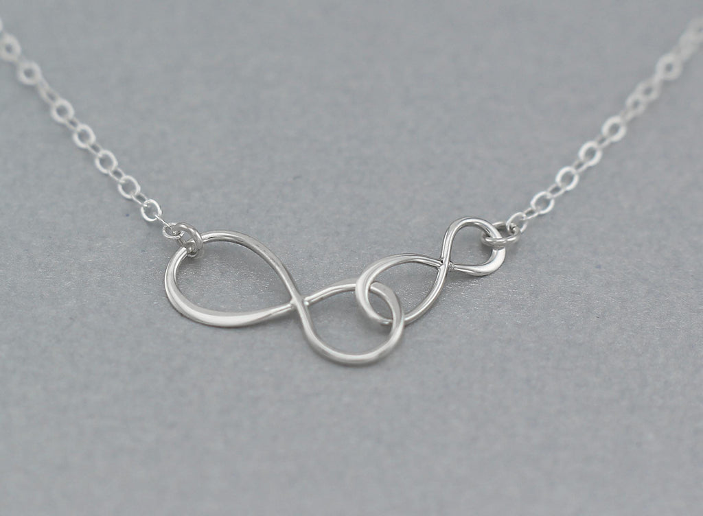 Father Daughter Necklace: 925 Sterling SIlver or 14k Gold Double Infinity Pendant