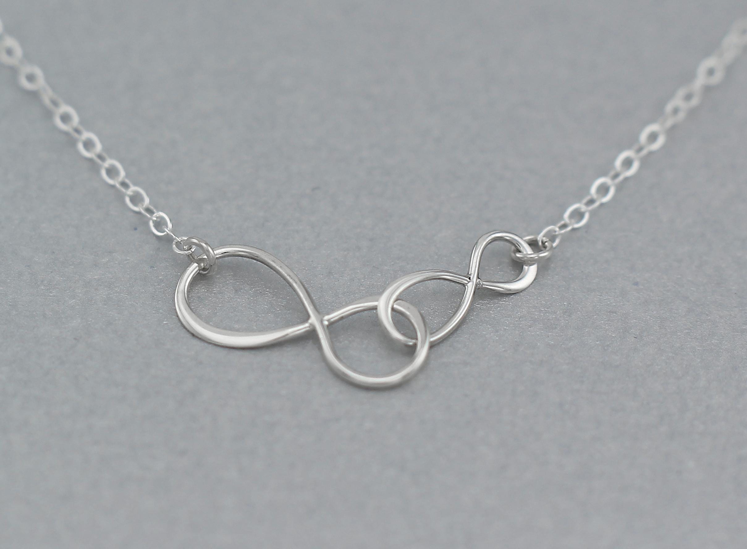Father Daughter Necklace: 925 Sterling SIlver or 14k Gold Double Infinity Pendant
