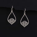 Sterling Silver Wave Teardrop Earrings: Modern Minimalist Hook Earrings