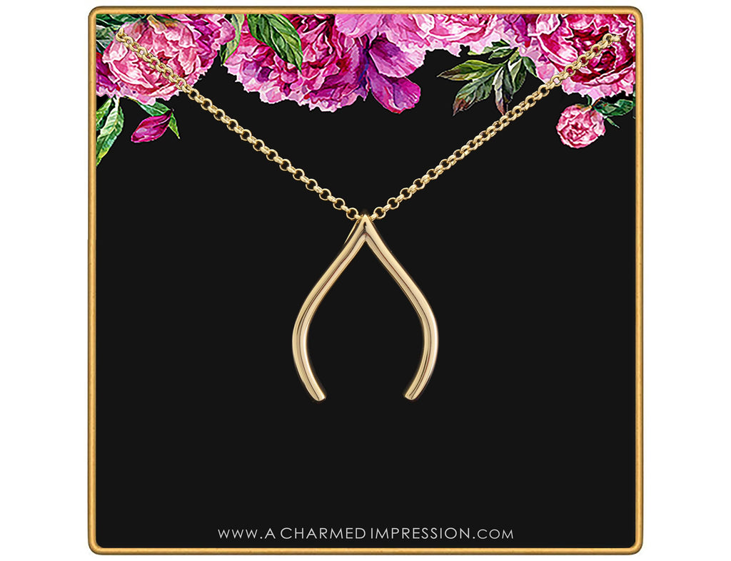 Wishbone Ring Holder Necklace: 14k Gold Vermeil Good Luck Pendant