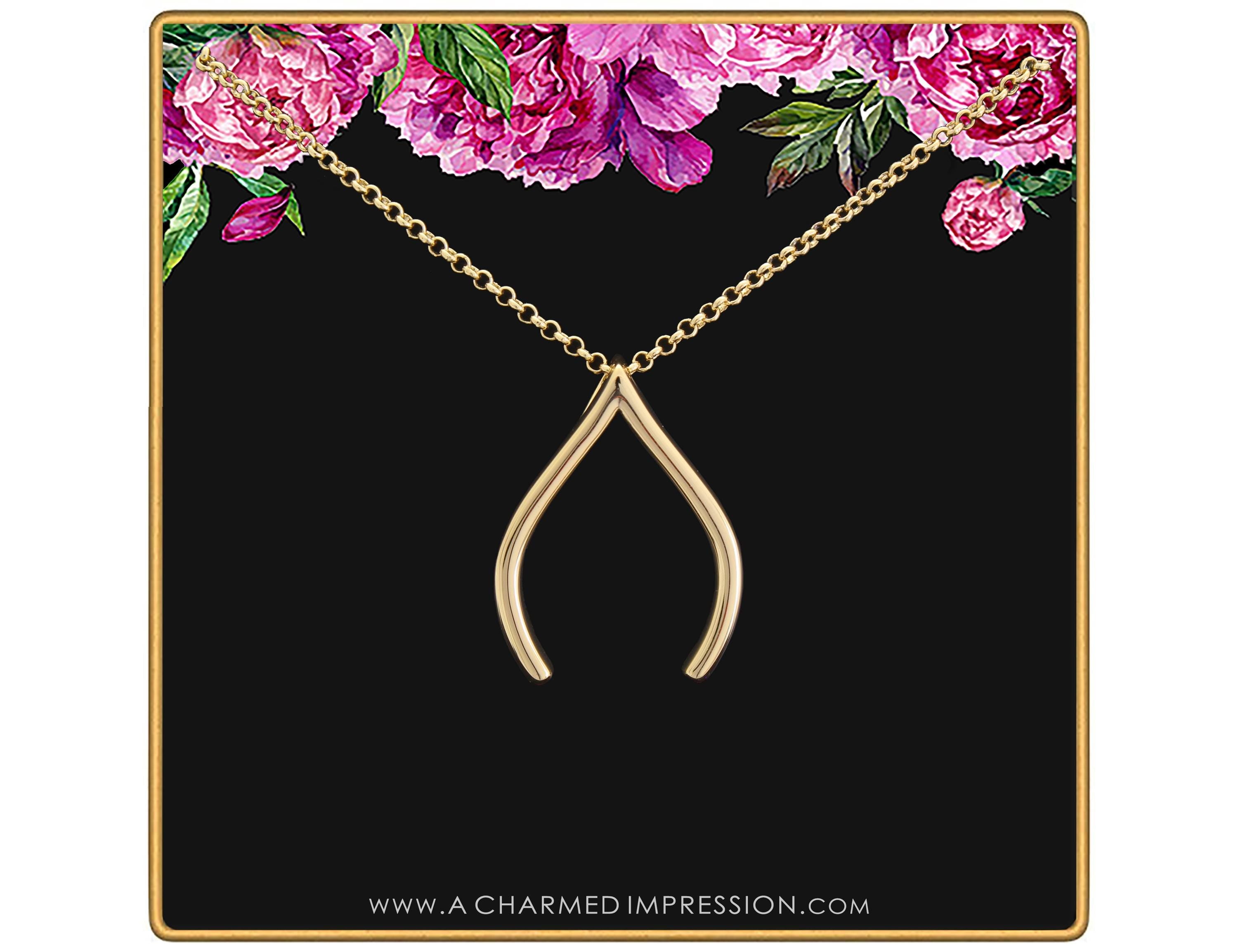 Wishbone Ring Holder Necklace: 14k Gold Vermeil Good Luck Pendant