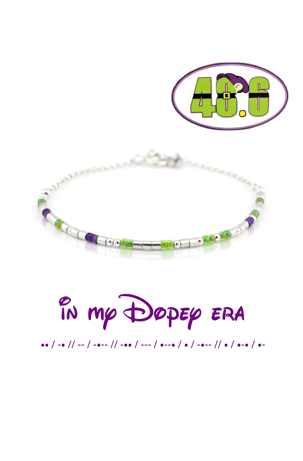 Dopey Marathon 2026, 48.6 Dopey Challenge Bracelet, Morse Code In My Dopey Era, 14kt Gold or Sterling Silver Dainty Chain Bracelet RunDisney
