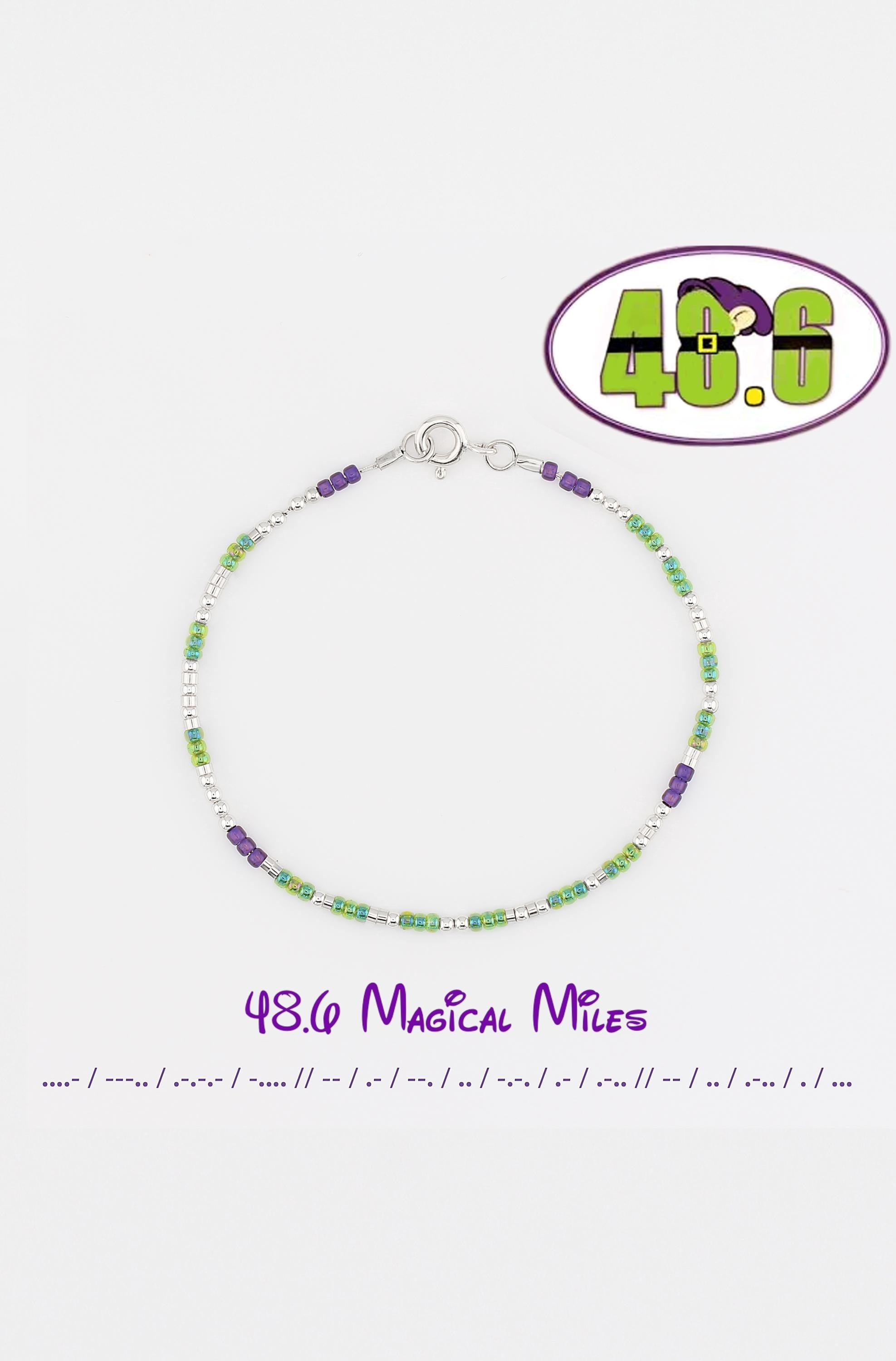 48.6 Dopey Challenge, 48.6 Magical Miles Morse Code Bracelet, Sterling Silver or 14kt Gold, Dainty Chain Bracelet, Run Like a Girl Gift