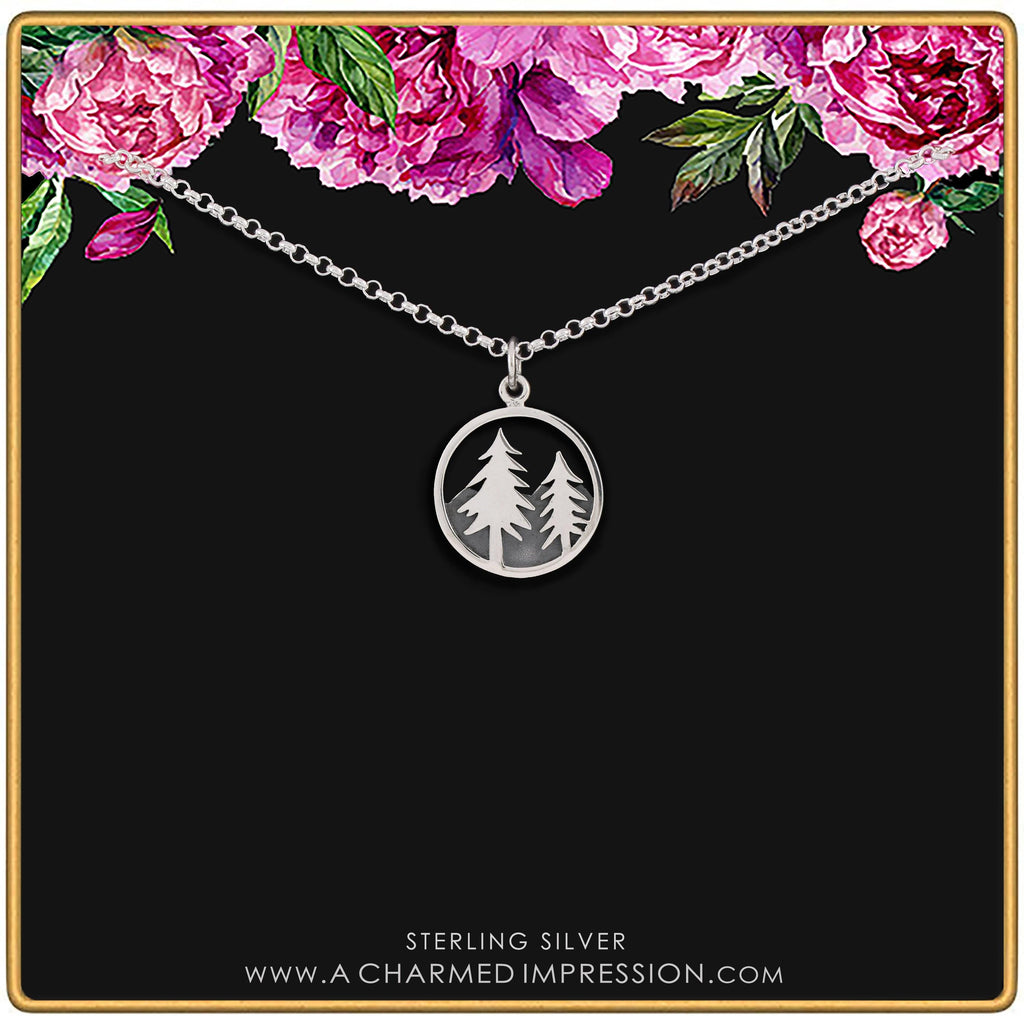 Sterling Silver Pine Tree Necklace: Woodland Pendant