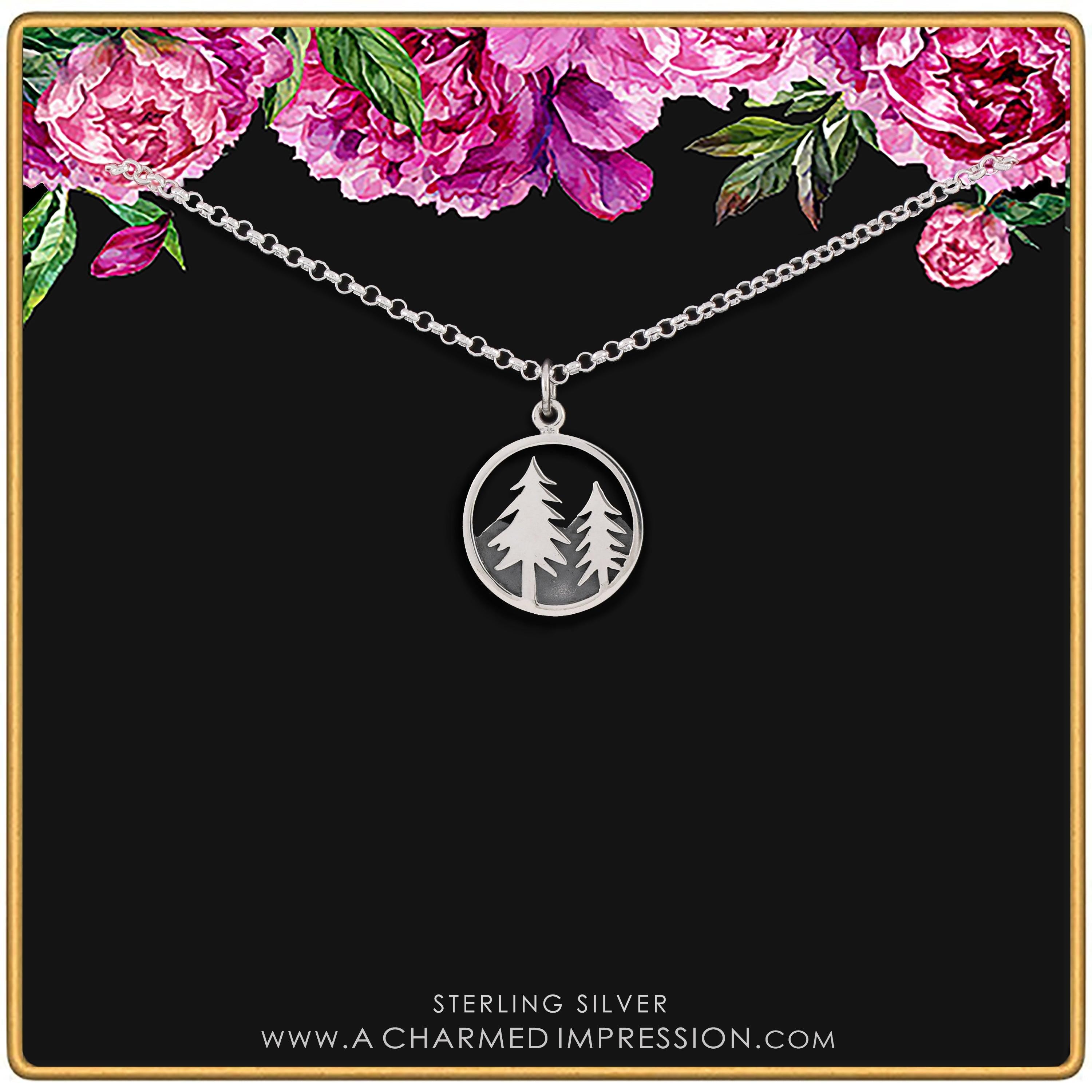 Sterling Silver Pine Tree Necklace: Woodland Pendant