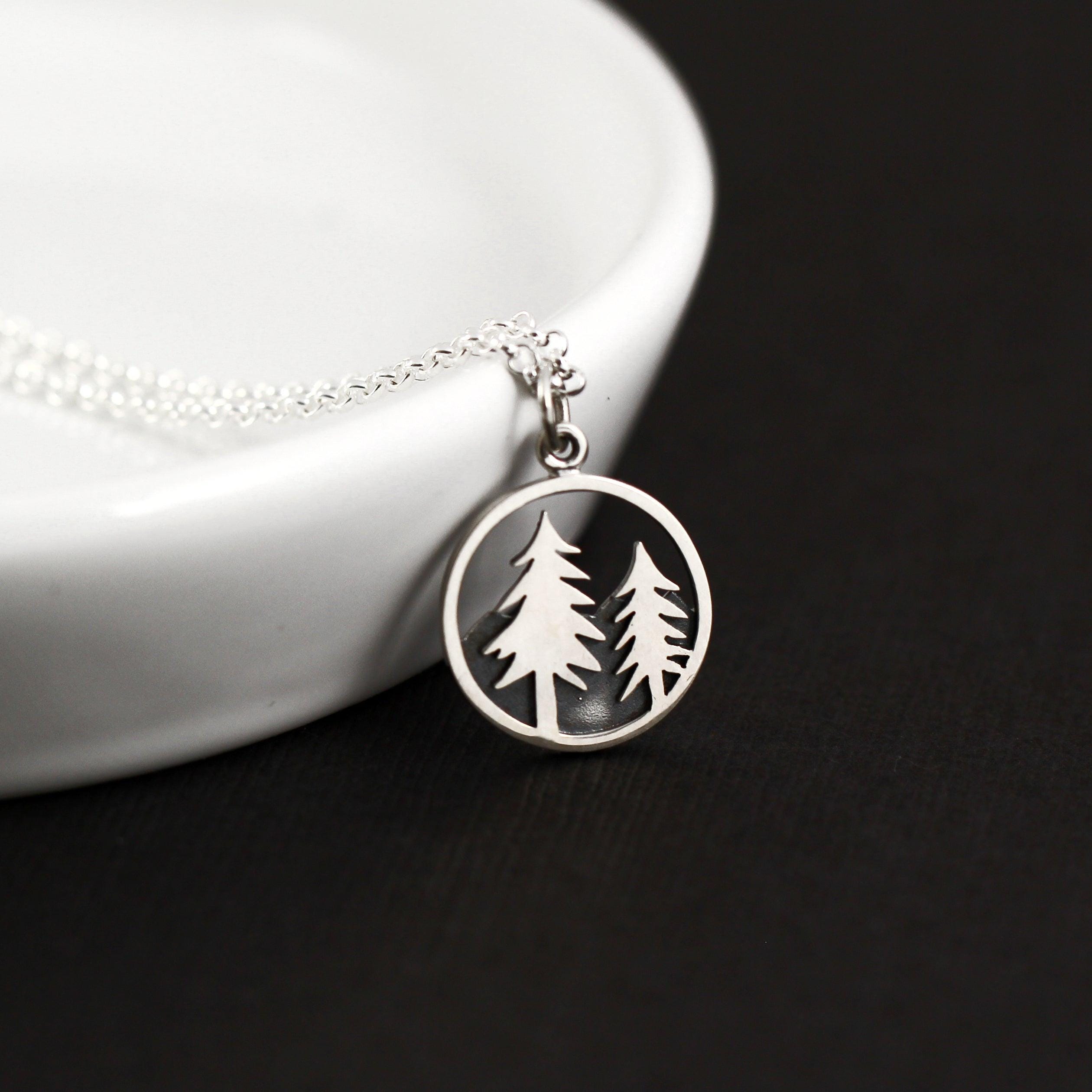 Sterling Silver Pine Tree Necklace: Woodland Pendant