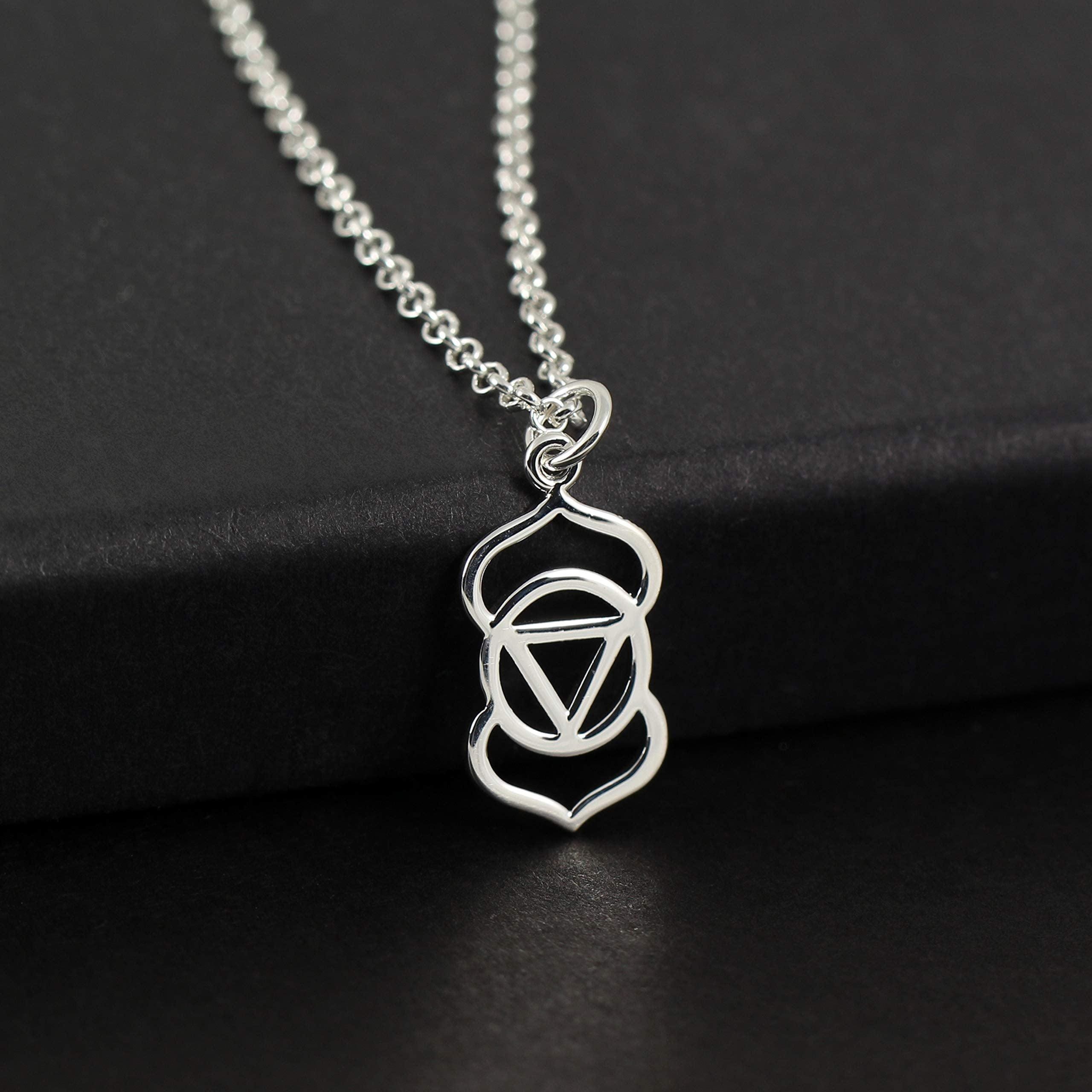 Two Cups Third Eye Chakra Charm Necklace  Healing Jewelry  Adjustable Length Chain