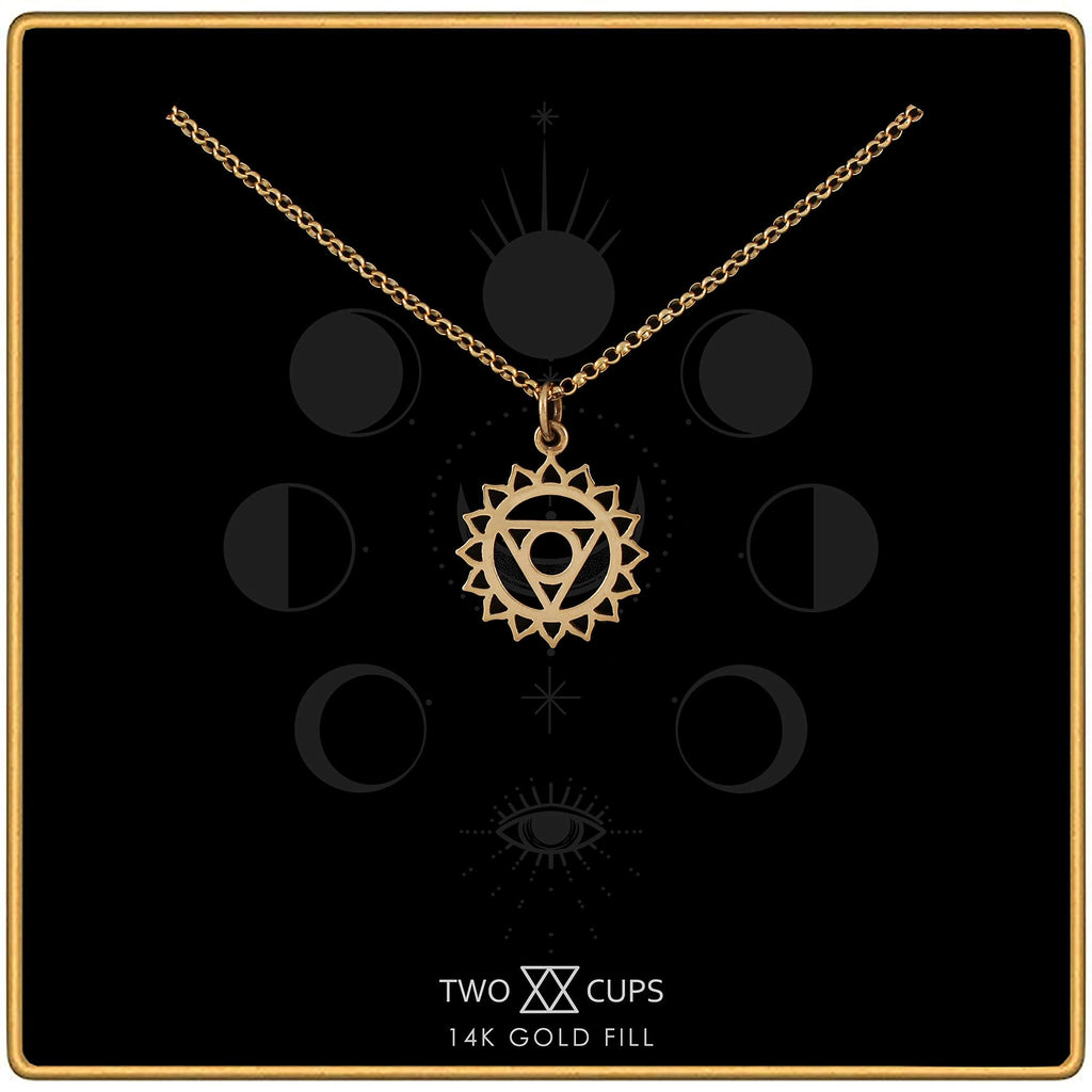 Two Cups Throat Chakra Necklace  Healing Jewelry  Adjustable Length Chain