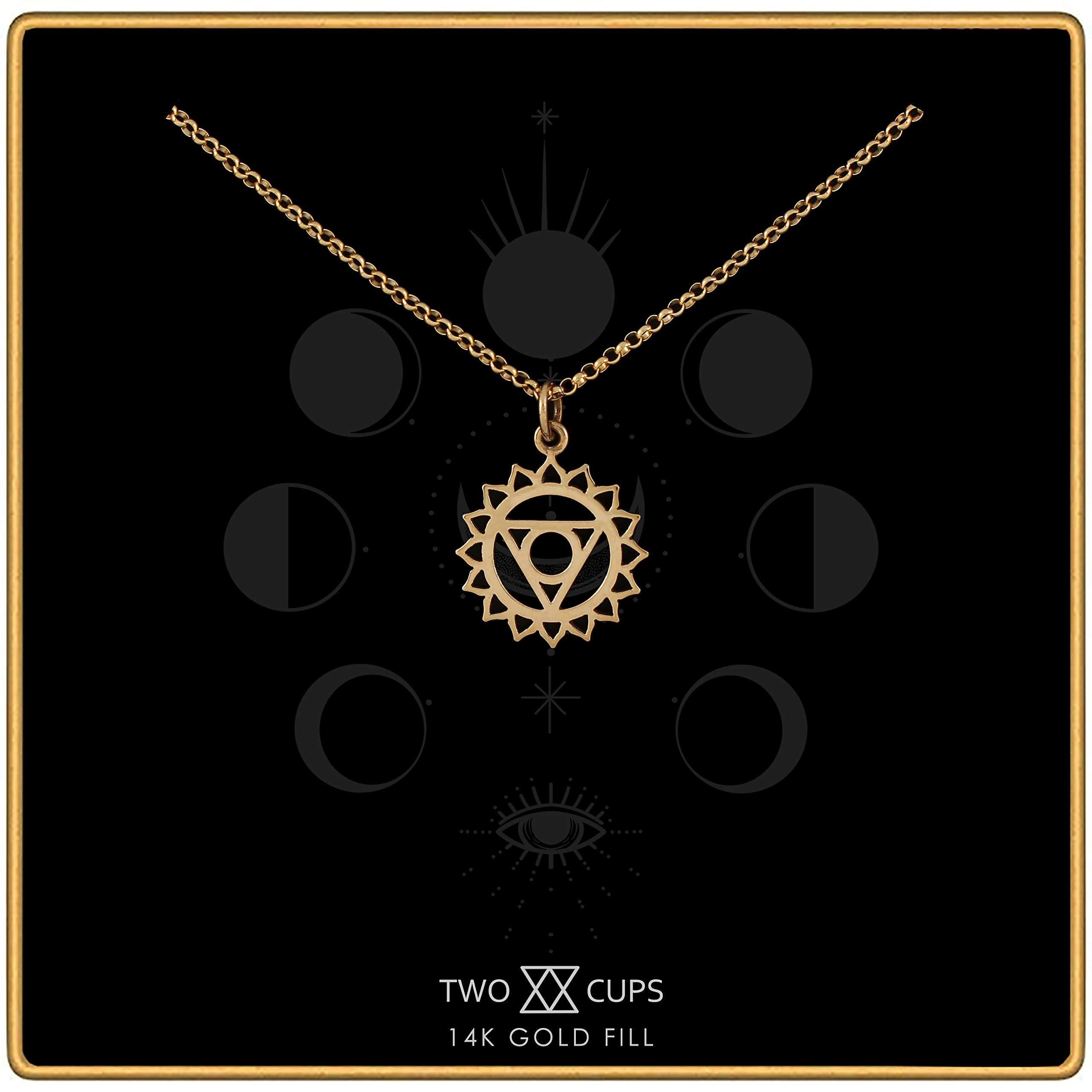 Two Cups Throat Chakra Necklace  Healing Jewelry  Adjustable Length Chain