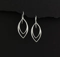 Sterling Silver Marquise Earrings: Sleek Minimalist Handmade Jewelry