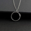 Sterling Silver Ouroboros Necklace  Serpent Circle Pendant  Silver Snake Jewelry