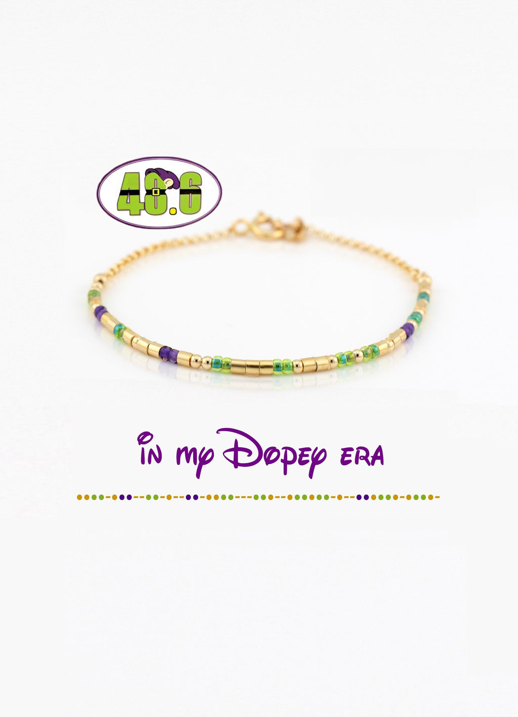 Dopey Marathon 2026, 48.6 Dopey Challenge Bracelet, Morse Code In My Dopey Era, 14kt Gold or Sterling Silver Dainty Chain Bracelet RunDisney