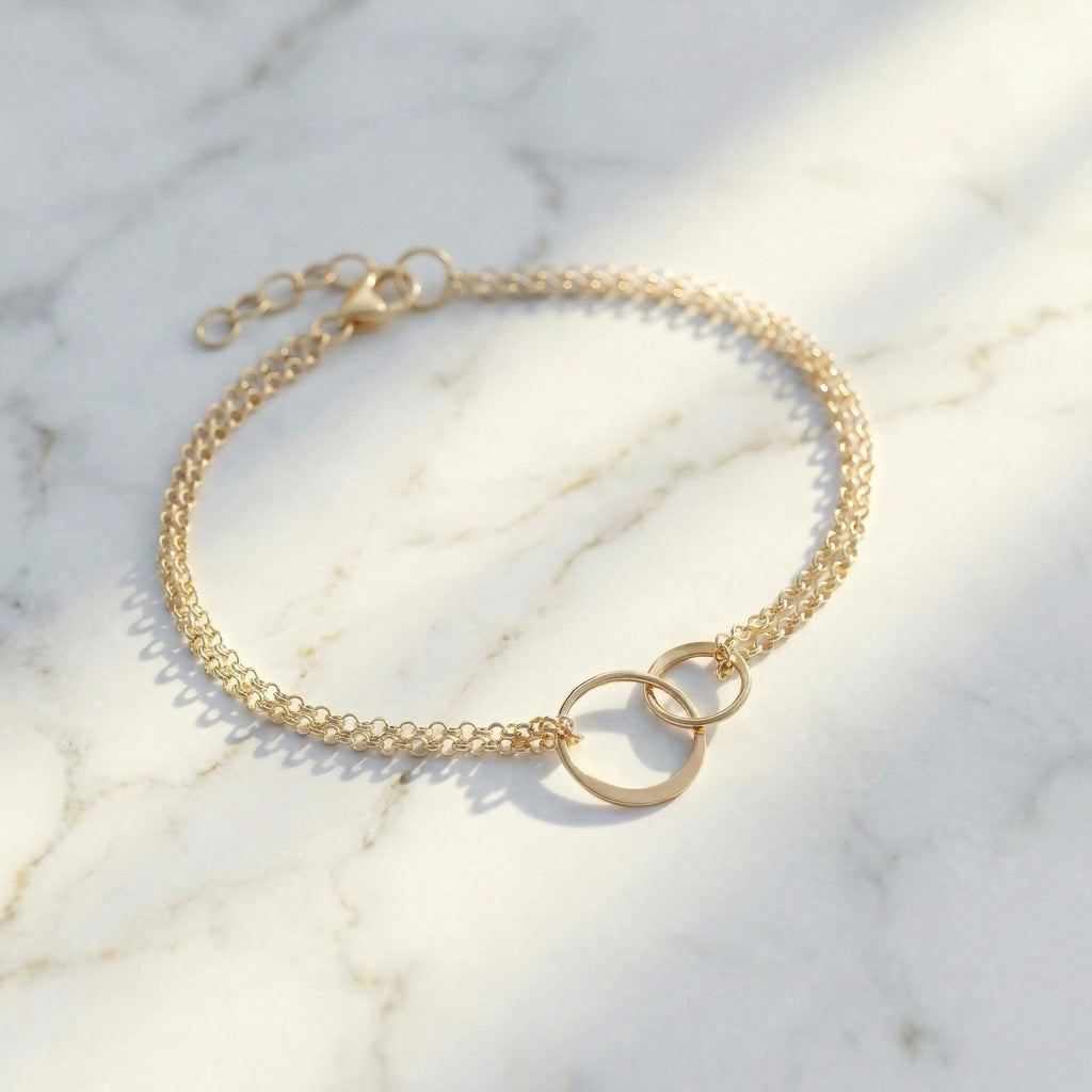Sterling Silver Sister Bracelet: Two Circle Charm, Sister-in-Law Gift