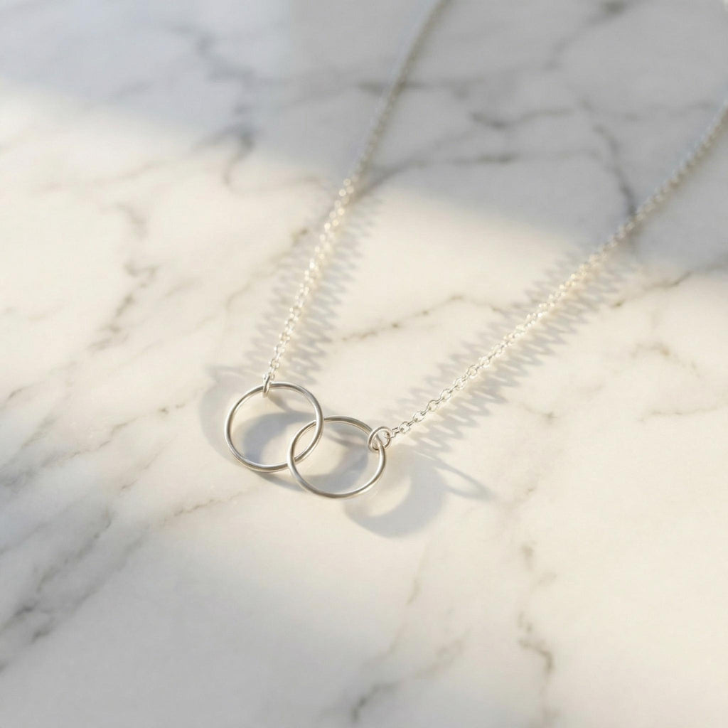 Cousin Gift: Sterling Silver Interlocking Circle Necklace