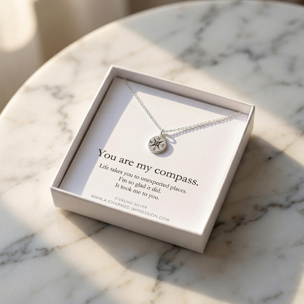 I Would Be Lost Without You, Compass Necklace, Personalized Jewelry, Sterling or 14k Gold, Girlfriend Wife Gift, Romantic Charm Necklace