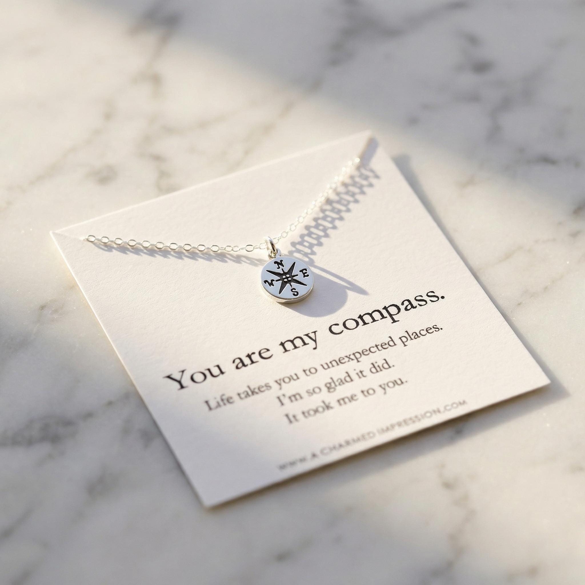 I Would Be Lost Without You, Compass Necklace, Personalized Jewelry, Sterling or 14k Gold, Girlfriend Wife Gift, Romantic Charm Necklace