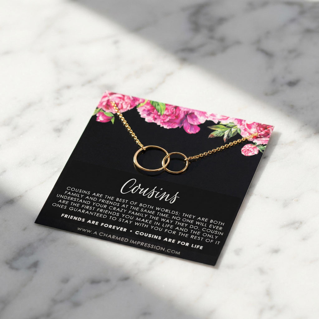 Cousin Gift: Sterling Silver Interlocking Circle Necklace