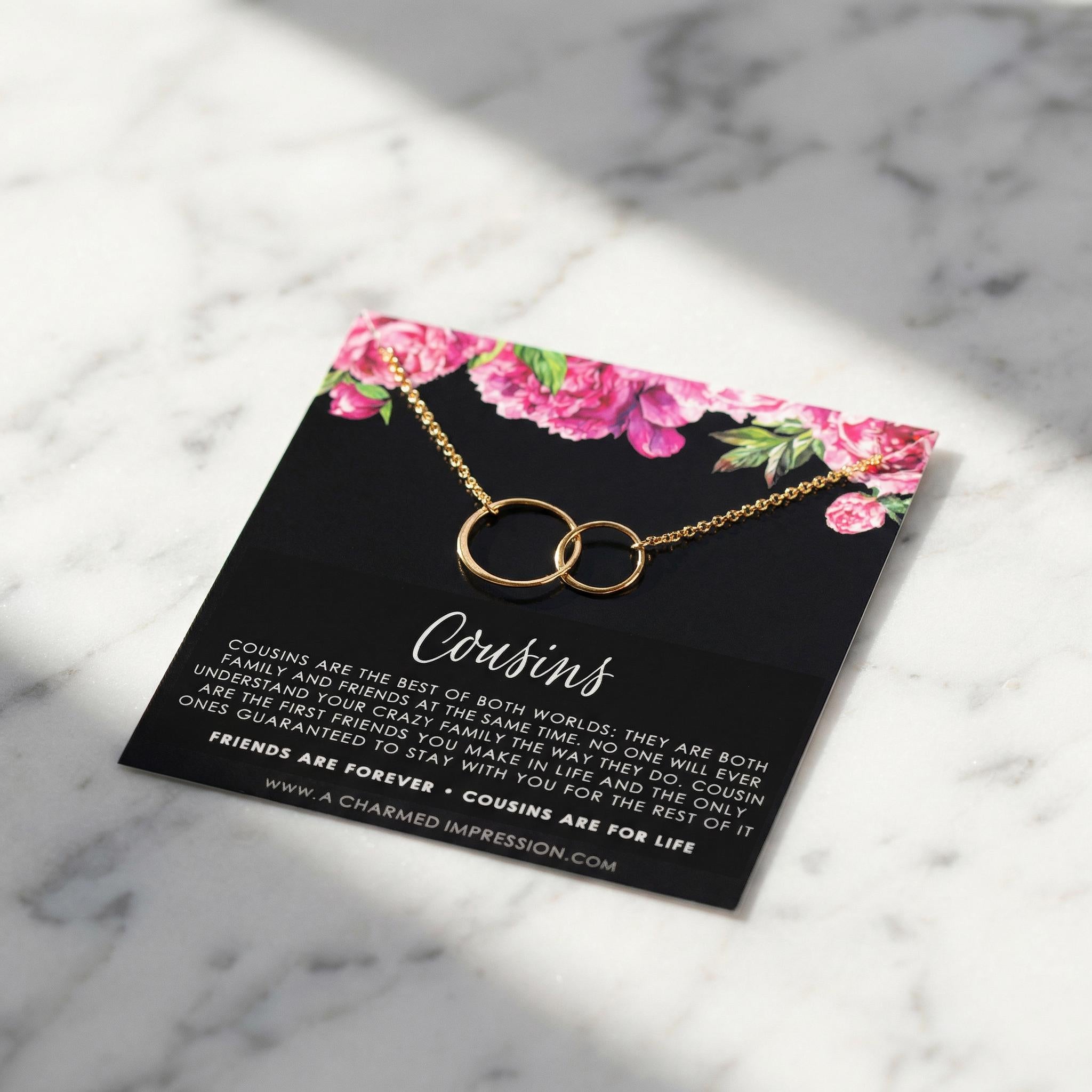 Cousin Gift: Sterling Silver Interlocking Circle Necklace