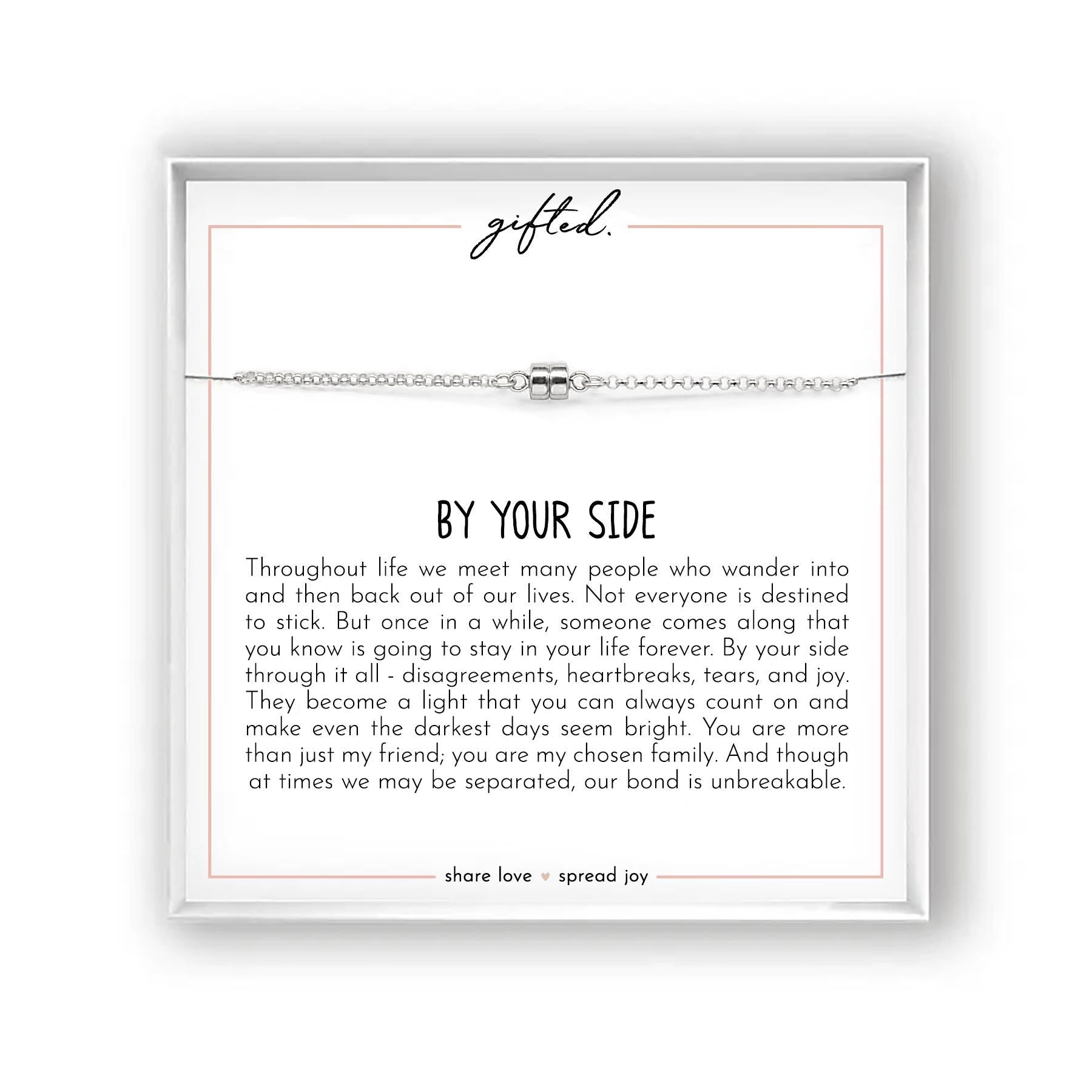 By Your Side Magnetic Bracelet or Necklace with Unbreakable Bond Card, Sterling Silver, 14kt Gold, Unique Friend Gift, Emotional Support