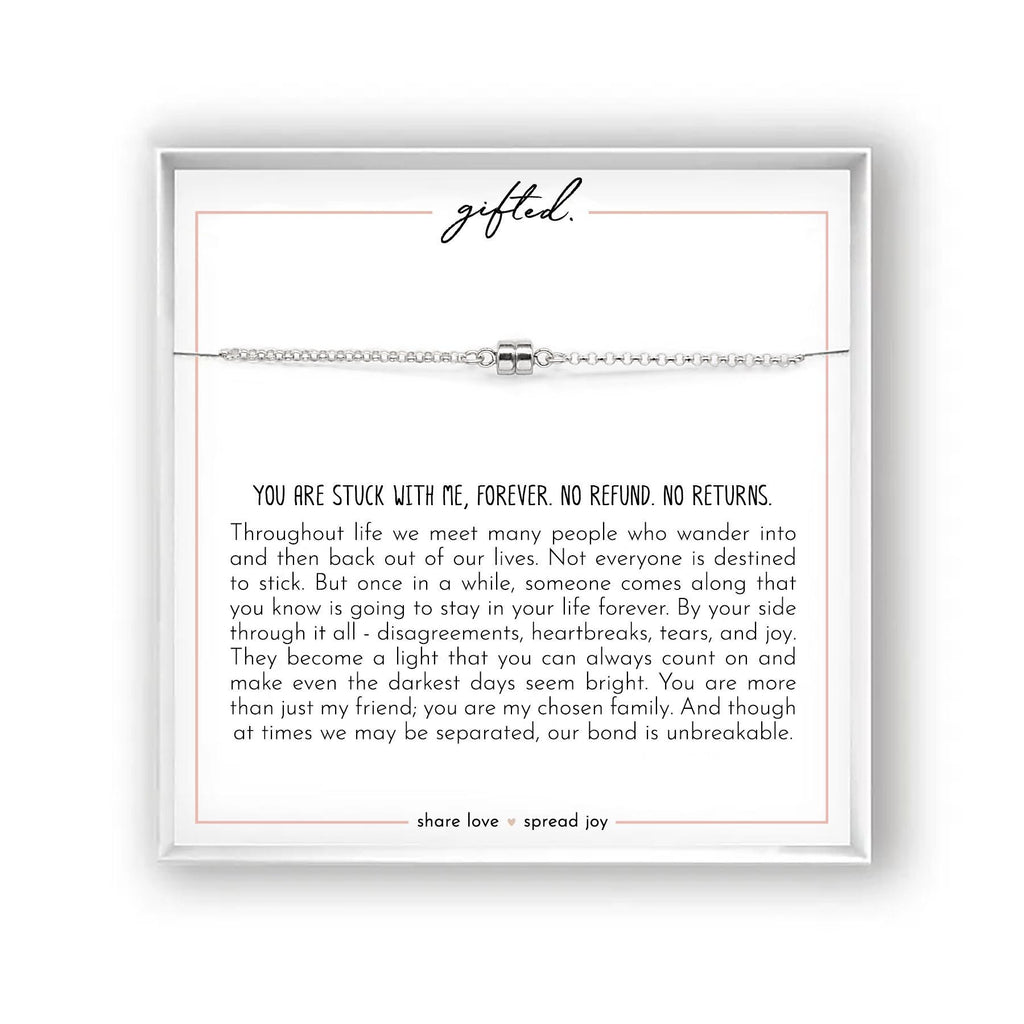 You Are Stuck With Me Forever, Magnetic Charm Bracelet Necklace, 14k Gold or Sterling Silver, Minimalist Friendship Jewelry, Mixed Metals