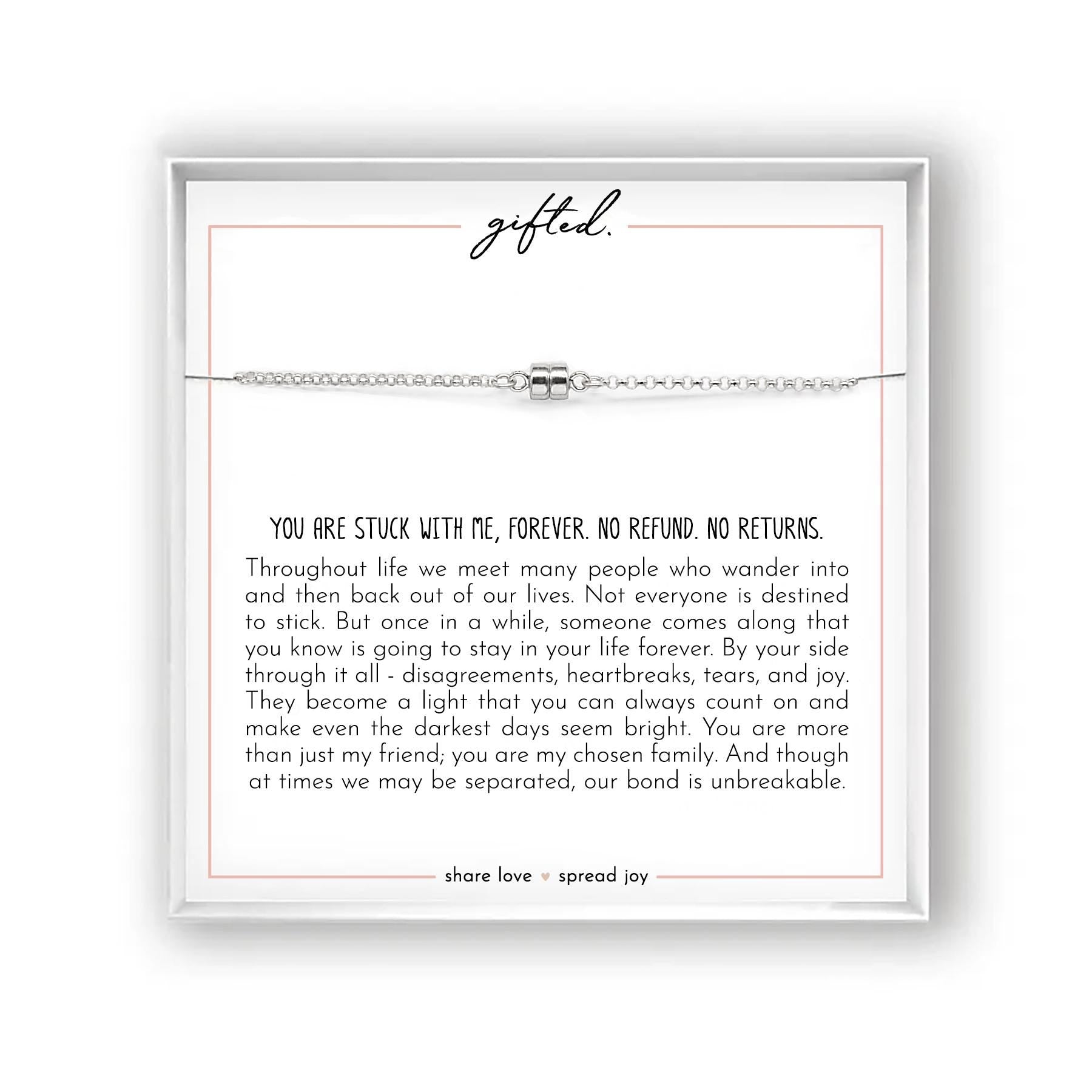 You Are Stuck With Me Forever, Magnetic Charm Bracelet Necklace, 14k Gold or Sterling Silver, Minimalist Friendship Jewelry, Mixed Metals