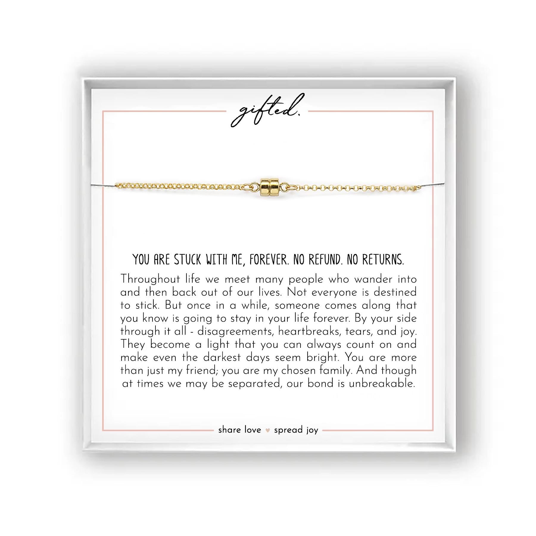You Are Stuck With Me Forever, Magnetic Charm Bracelet Necklace, 14k Gold or Sterling Silver, Minimalist Friendship Jewelry, Mixed Metals