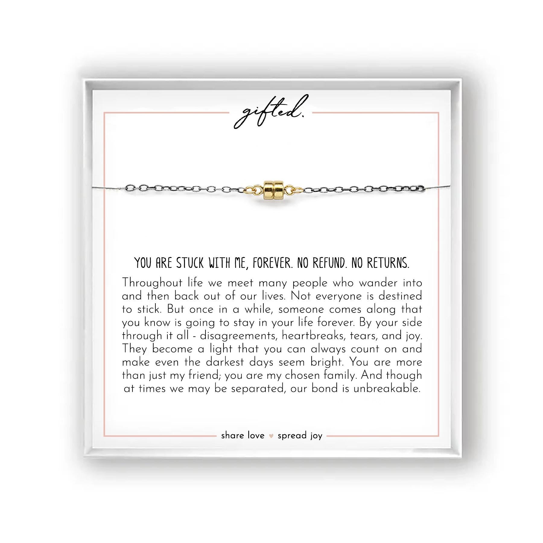 You Are Stuck With Me Forever, Magnetic Charm Bracelet Necklace, 14k Gold or Sterling Silver, Minimalist Friendship Jewelry, Mixed Metals