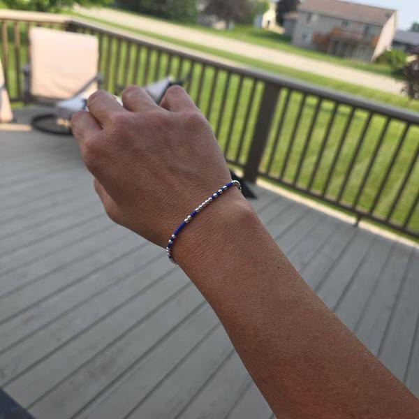 Chosen sister Morse code bracelet in 14k Gold Fill and 925 Sterling Silver with glass beads