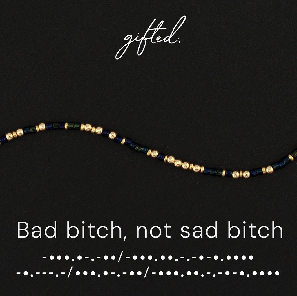 Custom Morse Code Bracelet, Bad Bitch Not Sad Bitch | Breakup & Empowerment Gift | Hidden Message Jewelry